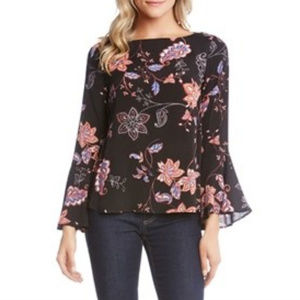 KAREN KANE Floral Printed Bell Sleeve Top